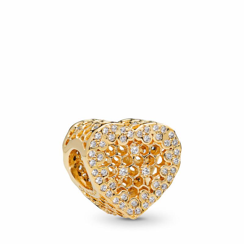 Pandora Shine™ Honeycomb Lace Charm - 18ct Gold Plated/Cubic Zirconia - Canada | EO4690RC